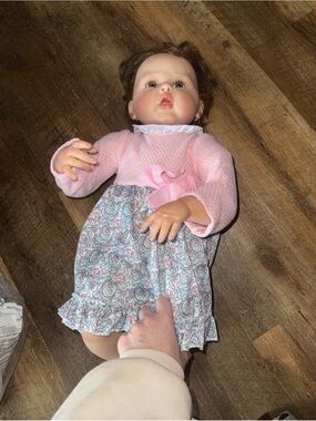 Reborn Pink Knit Top Floral Skirt Baby Doll